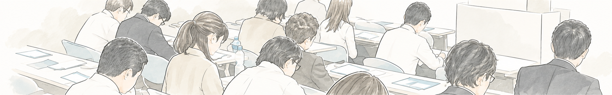 勉強会で学ぶ参加者の線画